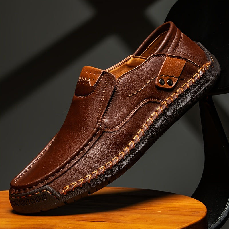 Men's Split Cow Faux Leather Upper Loafer Shoes Slip On