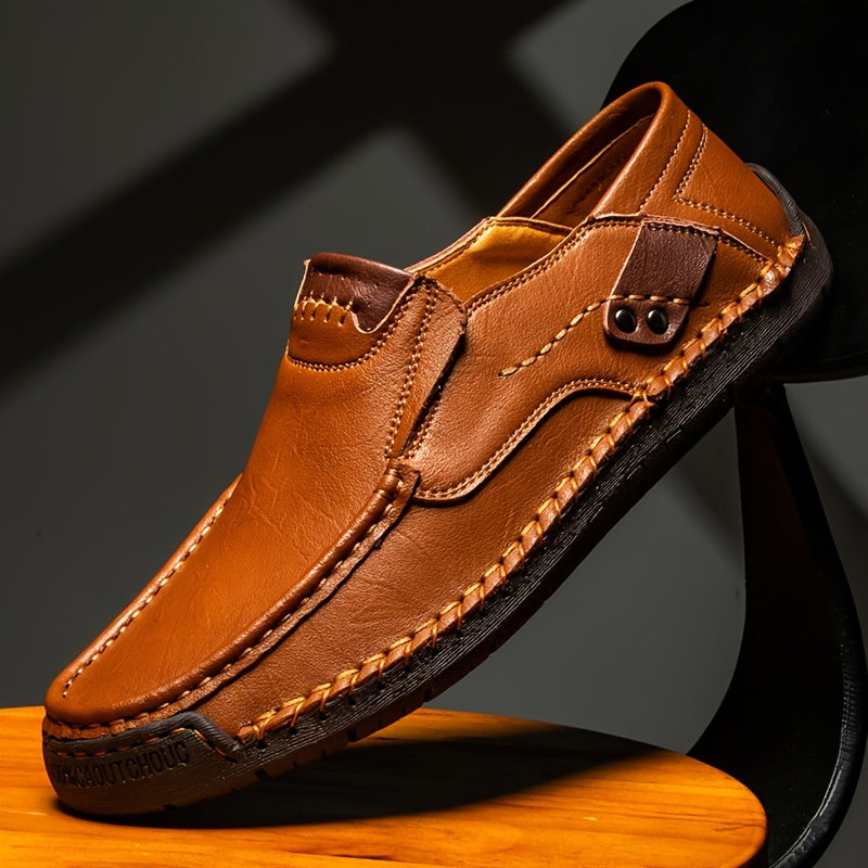 Men's Split Cow Faux Leather Upper Loafer Shoes Slip On