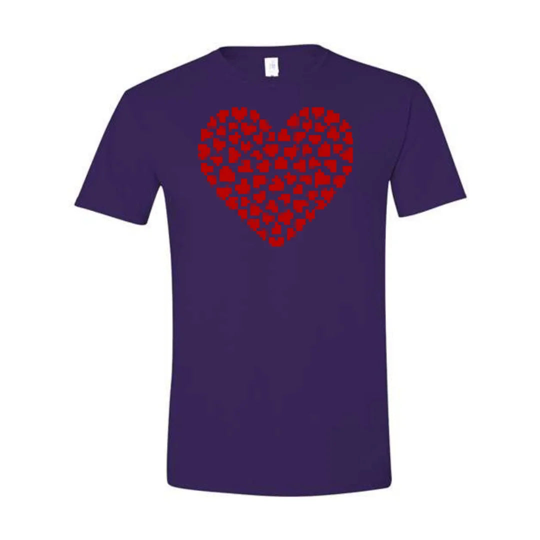 Unisex Valentine's Day Red Love Pixel Heart Graphic T-Shirt