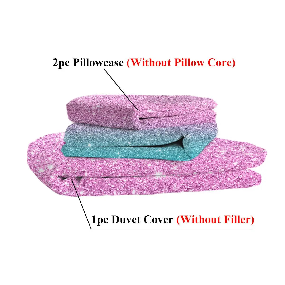Colorful Glitter Bedding Girly Turquoise Blue and Pastel Colors Duvet Cover