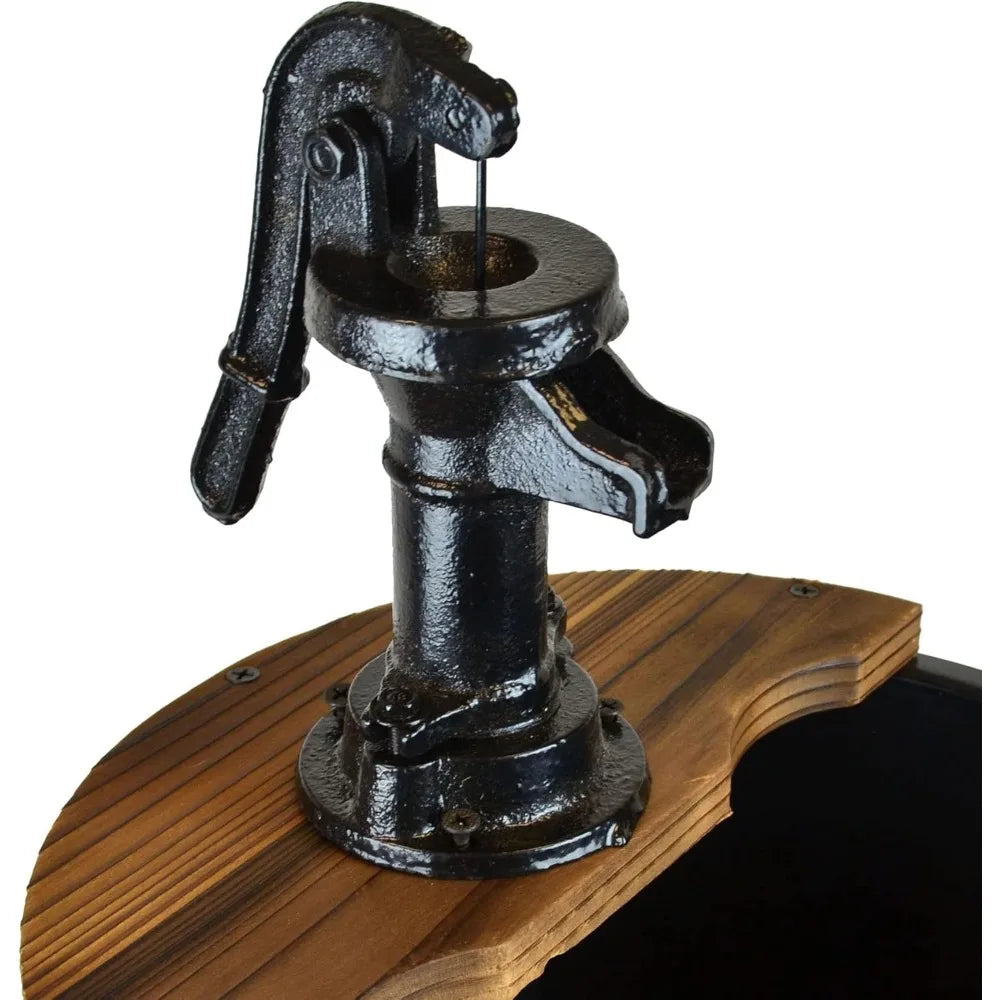 Tier Barrel Waterfall Fountain, Rustic Wood Barrel Feature