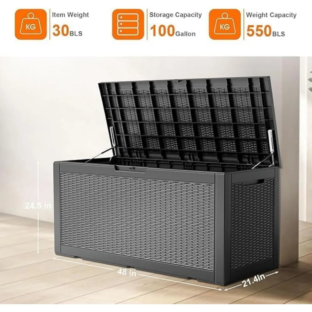 100 Gallon Large Deck Box, Outdoor Storage Box