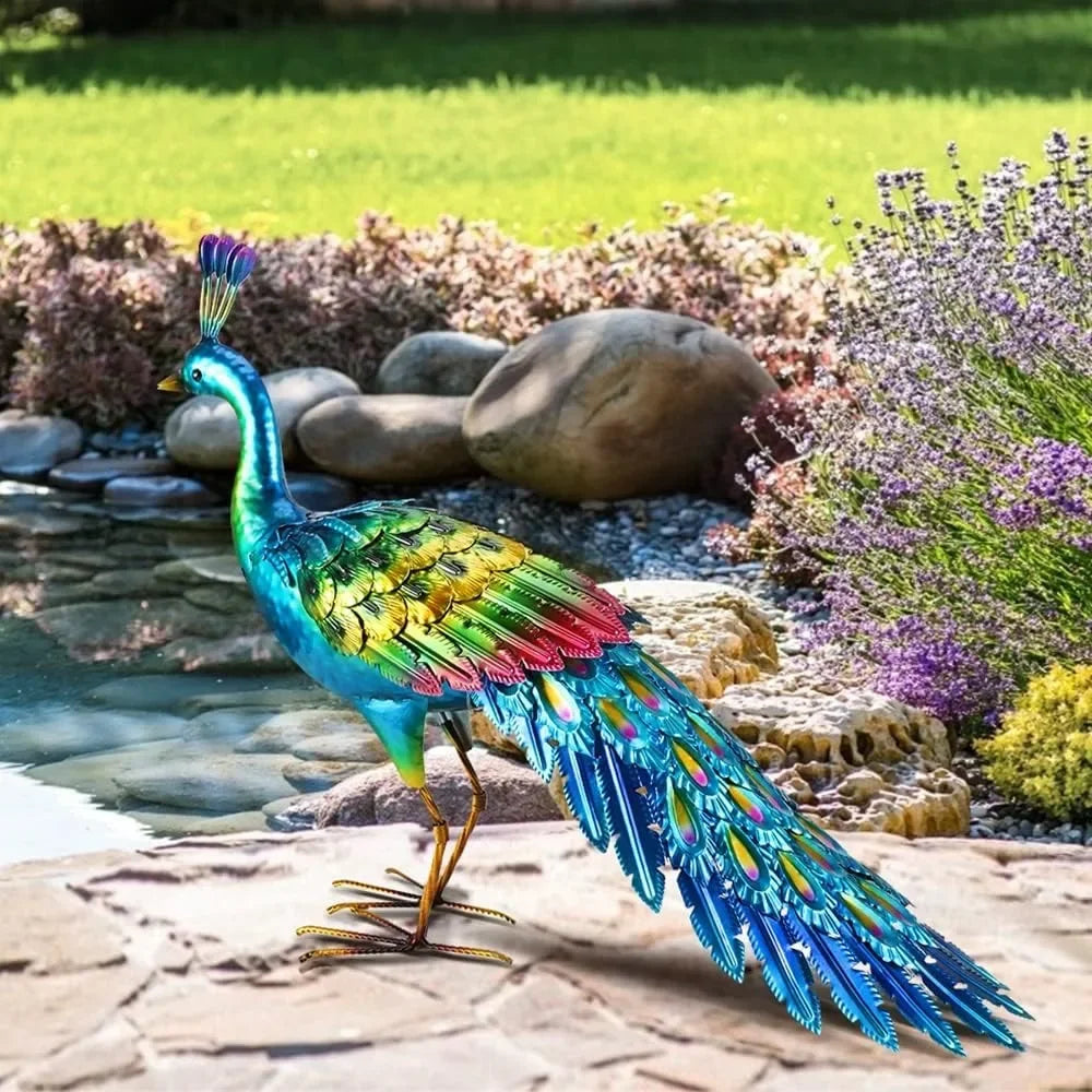 Peacock Statue Garden Decor Metal Peacock Yard Art Lawn Decoration Outdoor Sculpture Sculptures & Figurines Home Decorations
