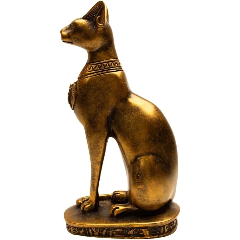 Cat Goddess Statue - Bronze - 8" Tall - Made in Egypt Decoration Home Decorations Sculptures & Figurines Decor Ornaments Crafts