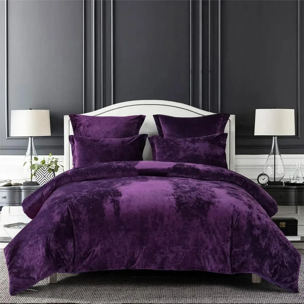 Duvet cover, Distressed Velvet Face and Brushed Solid Microfiber