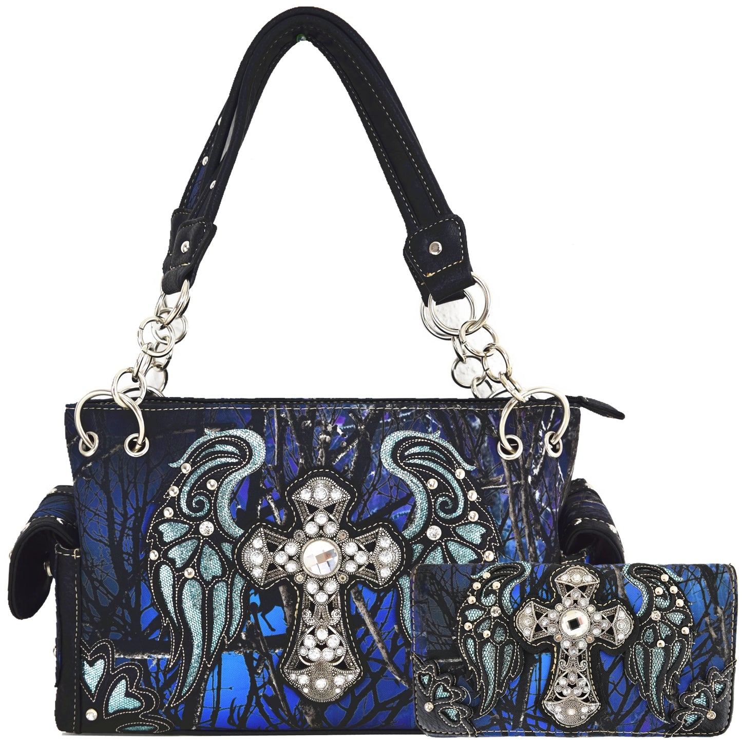 Camouflage Rhinestone Glow Wings Western Style Purse