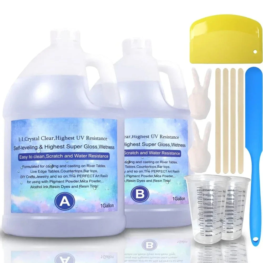 Epoxy Resin 2 Gallon Kit - Crystal Clear Self Leveling Resin