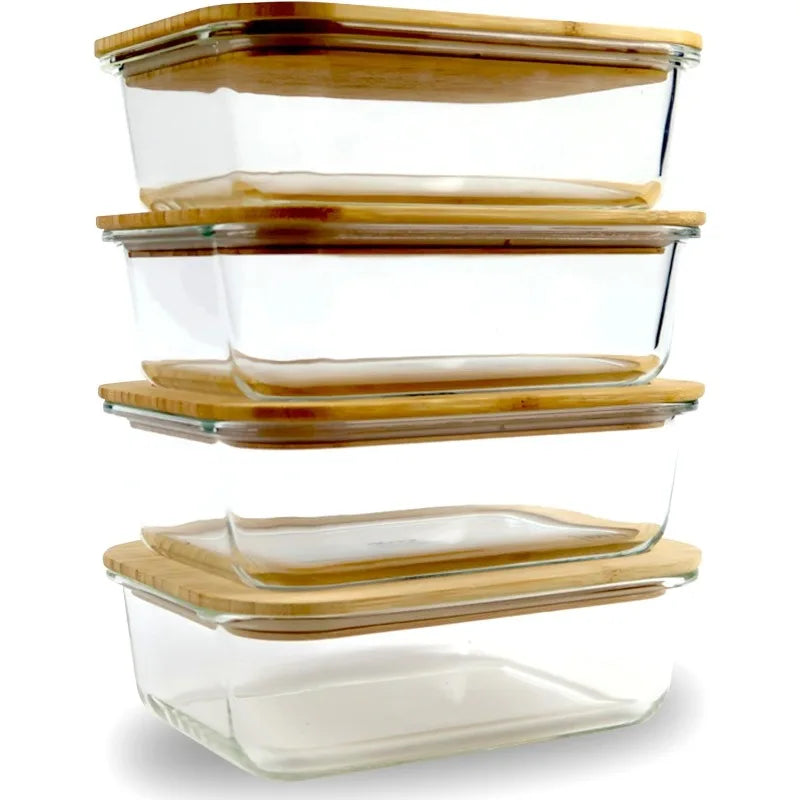 Glass Food Storage Containers with Bamboo Lids