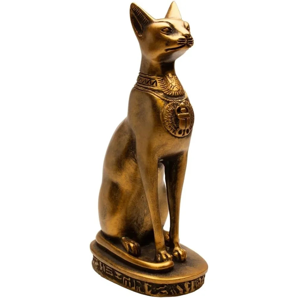 Cat Goddess Statue - Bronze - 8" Tall - Made in Egypt Decoration Home Decorations Sculptures & Figurines Decor Ornaments Crafts
