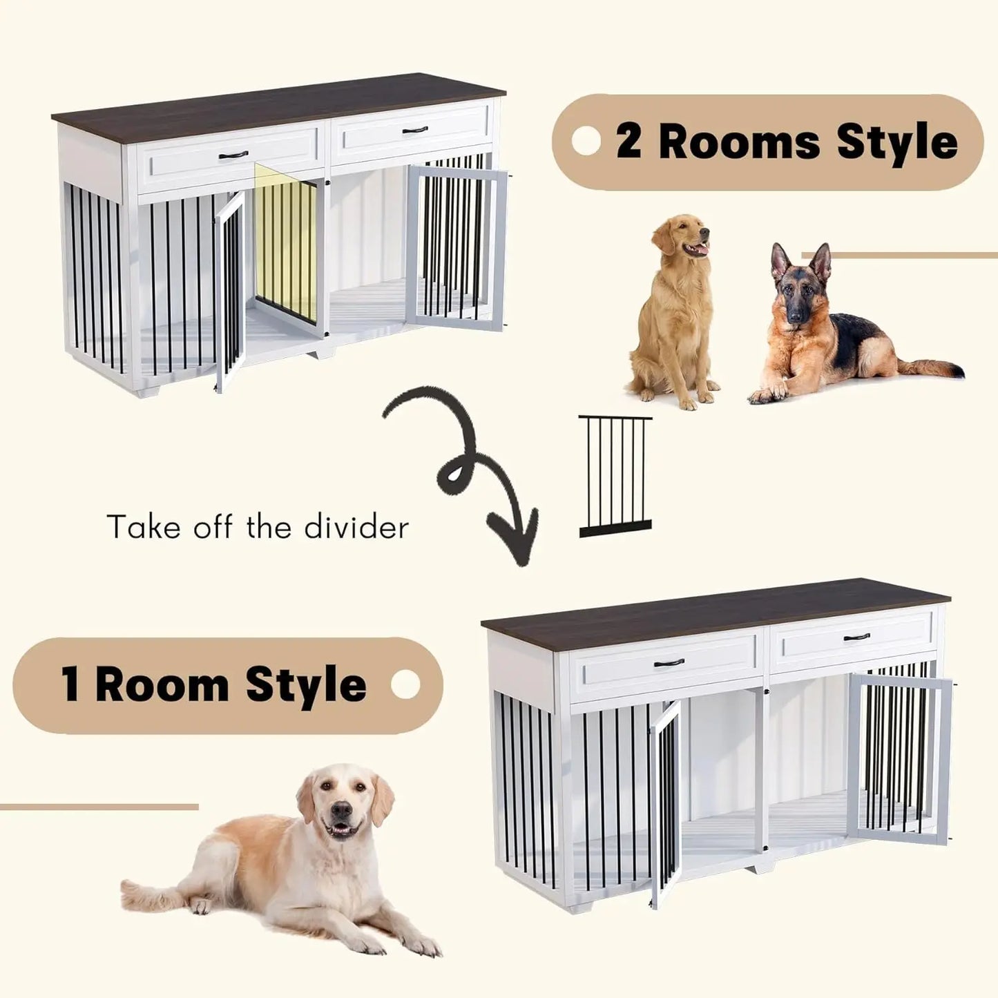 Large Dog Crate Furniture 72 Inch Wooden