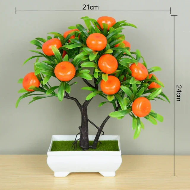 Artificial Bonsai Small Tree Pot Fake Plant Flowers