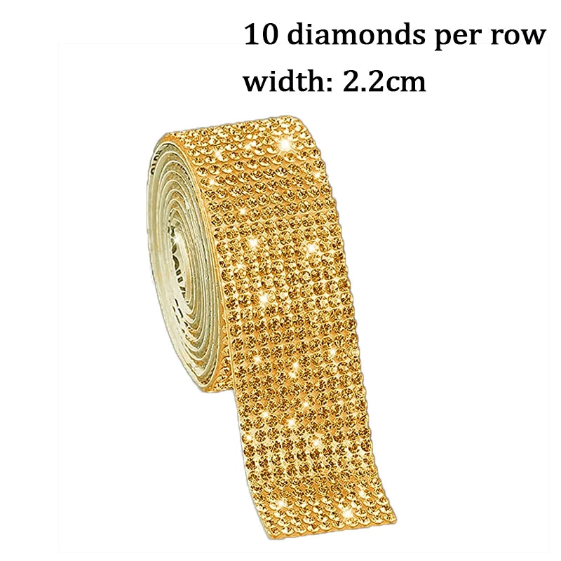 10Yard Rhinestone Ribbons Silver Self Adhesive Crystal Diamond Wrap