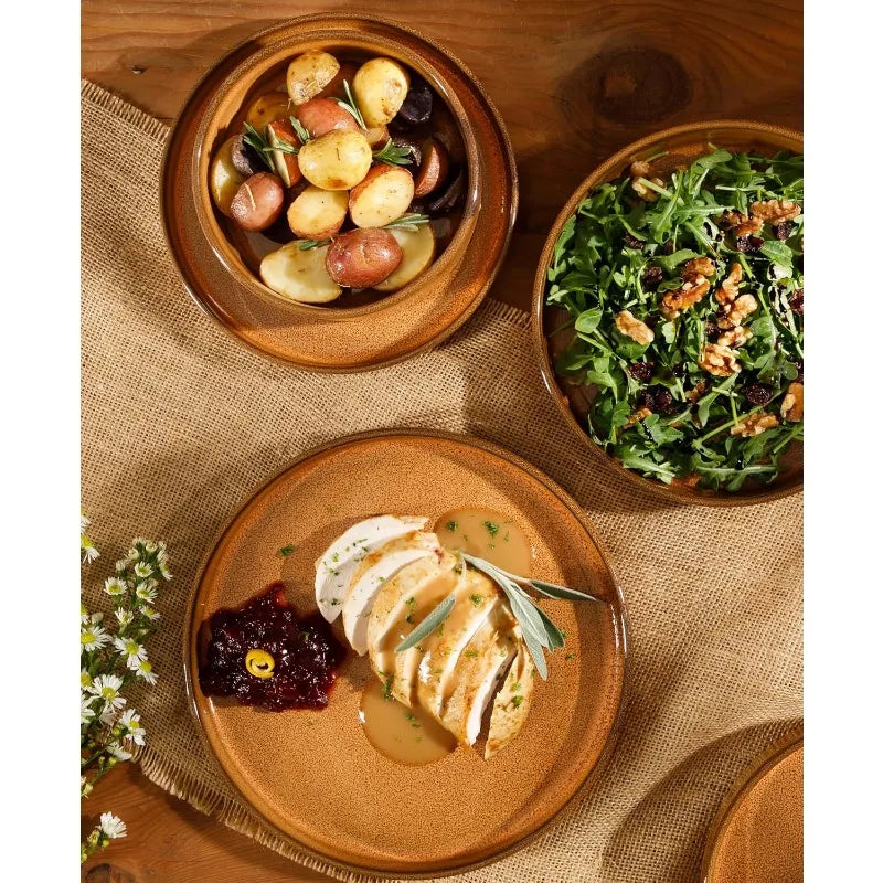 Santorini Mist Double Bowl Terracotta Reactive Glaze Dinnerware