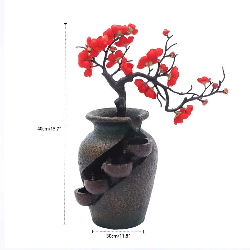 Flower Vase Waterfall Luxury Desk Accessories Indoor Water Fountain
