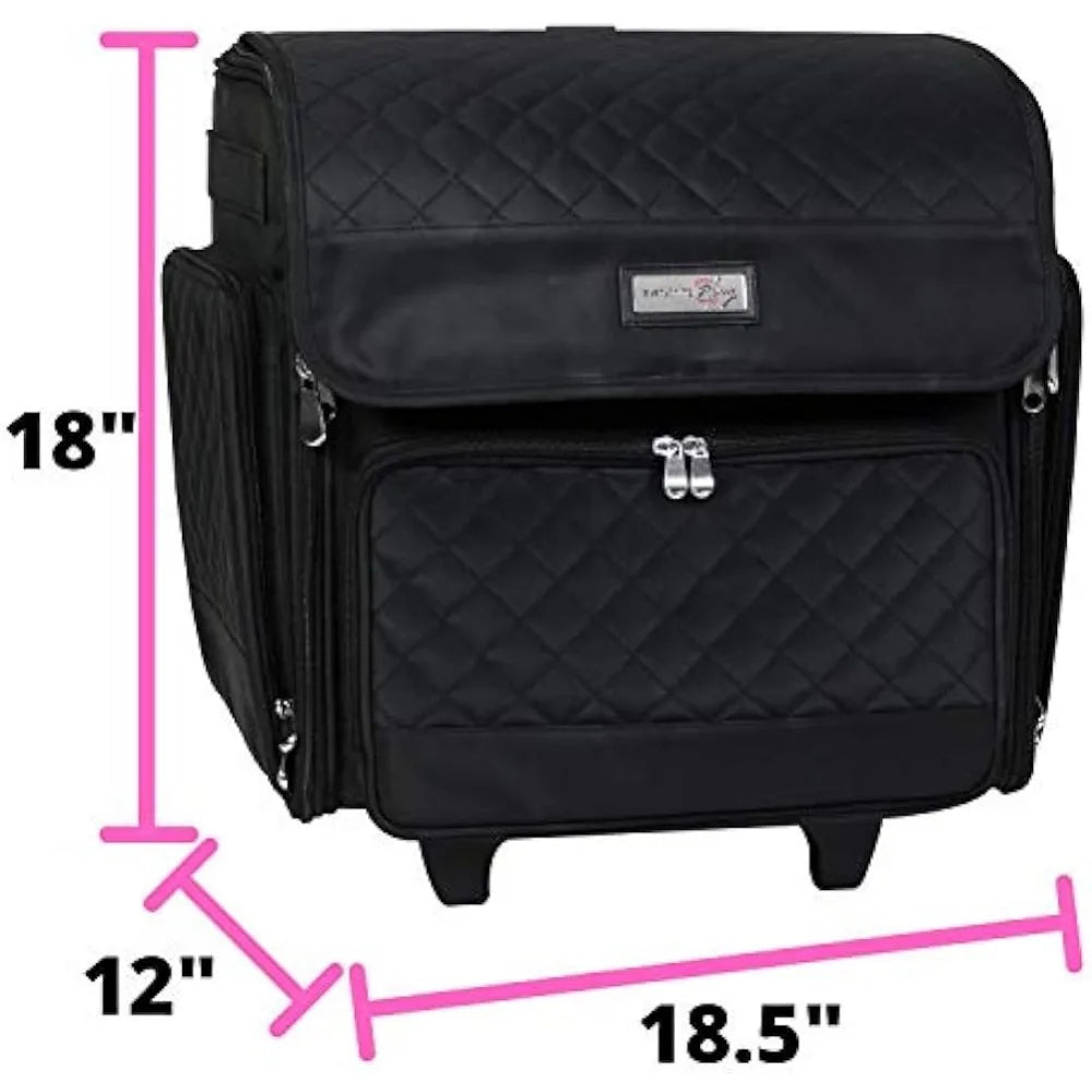 Everything Mary Deluxe Rolling Papercraft Craft Case Black Quilted Scrapbook Tote Bag w Wheels for Scrapbooking Art