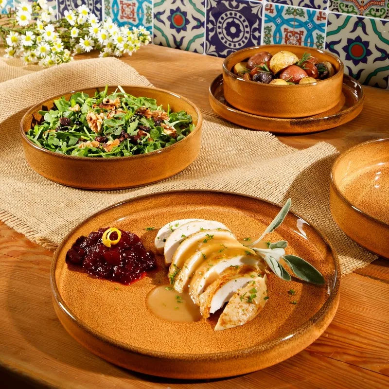 Santorini Mist Double Bowl Terracotta Reactive Glaze Dinnerware