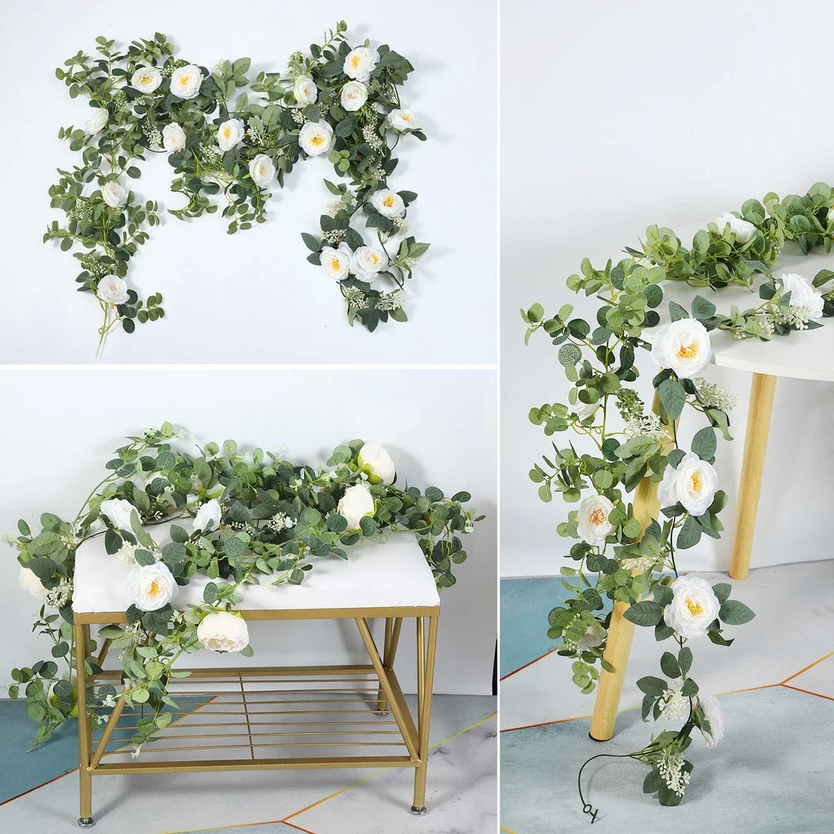 Peony Artificial Flowers String Fake Plants Eucalyptus Vine Garland