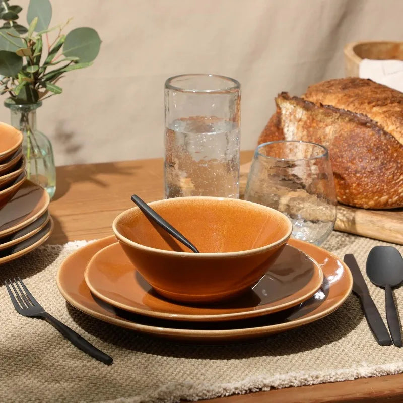 Santorini Mist Double Bowl Terracotta Reactive Glaze Dinnerware