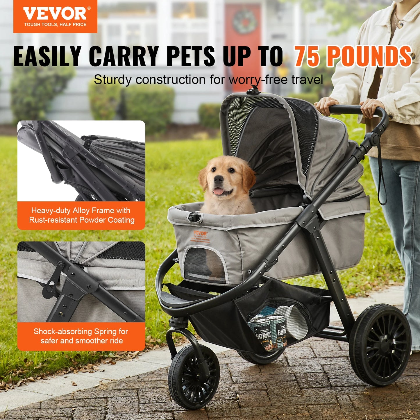 Pet Stroller Carrier Dog Cat Strollers Lightweight
