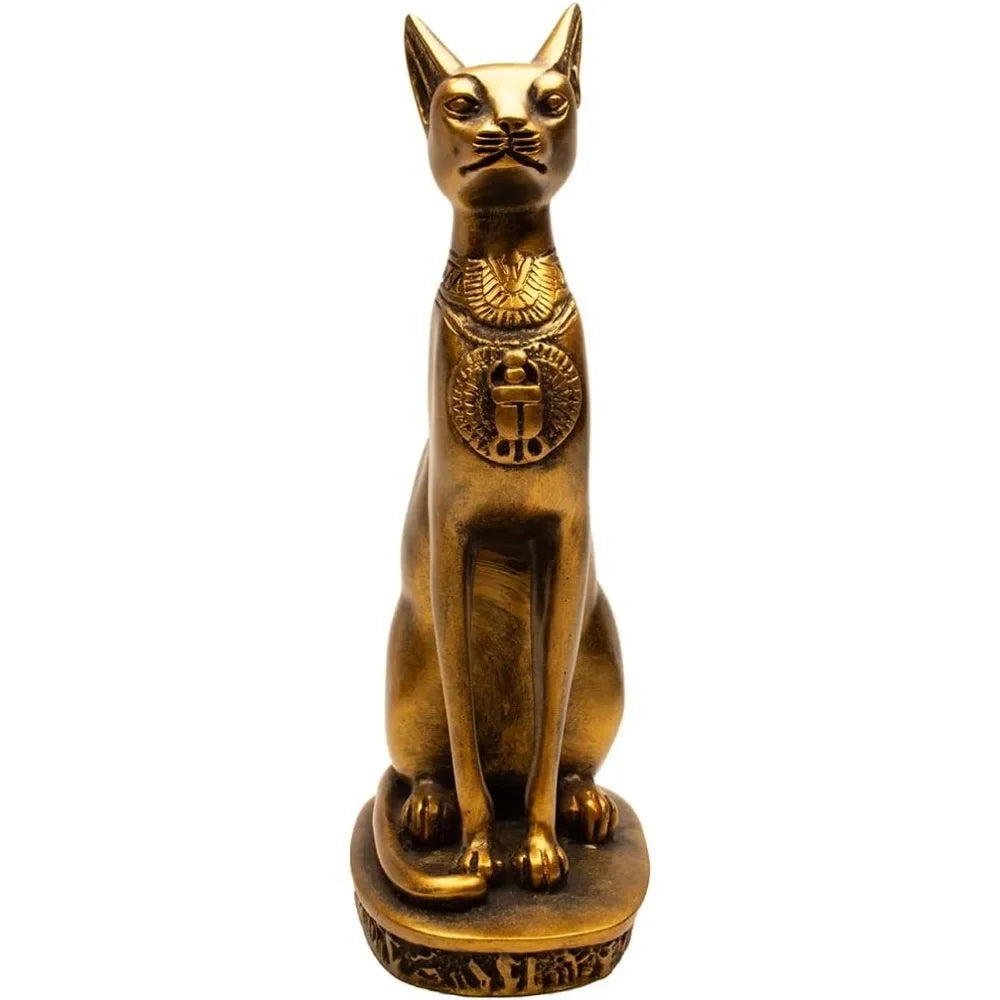 Cat Goddess Statue - Bronze - 8" Tall - Made in Egypt Decoration Home Decorations Sculptures & Figurines Decor Ornaments Crafts