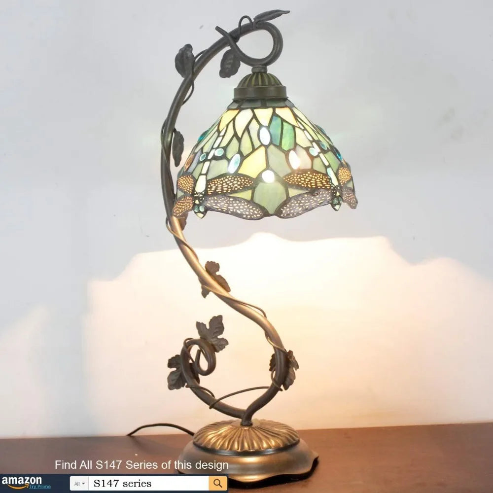 Tiffany Lamp Sea Blue Stained Glass Dragonfly
