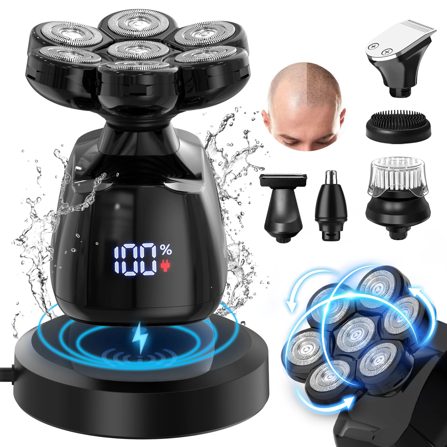 SEJOY Multifunctional Electric Shavers Kits for Bald Head Shaver Beard Shaving Machine for Men Grooming Kit Husband Gift
