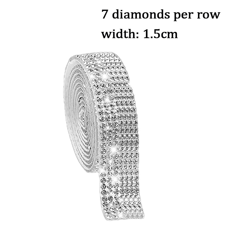 10Yard Rhinestone Ribbons Silver Self Adhesive Crystal Diamond Wrap