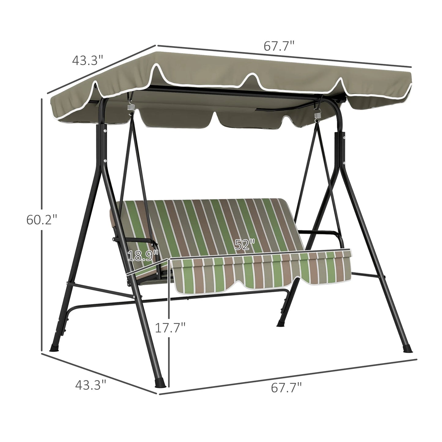 Outdoor Patio Swing W/ Canopy & Cushion