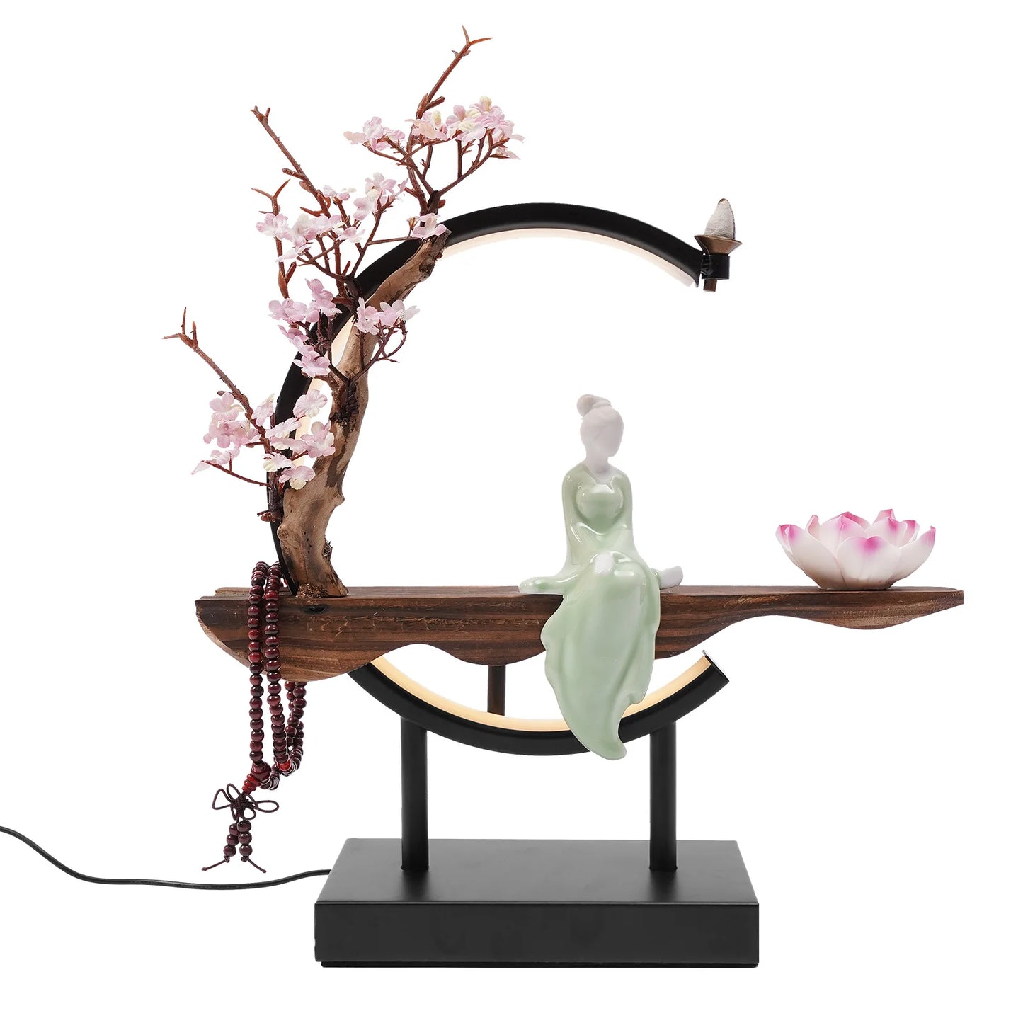 Waterfall LED Backflow Smoke Flower Incense Burner Censer Holder Home Decor
