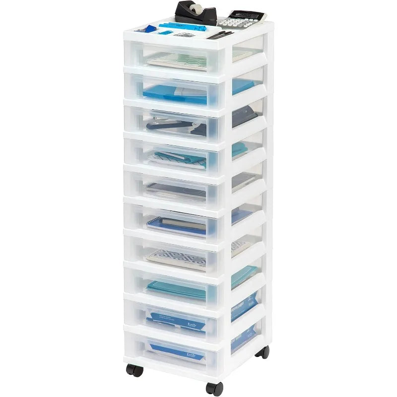 USA Plastic Drawer Storage Organizer Rolling Cart with 6 Drawers