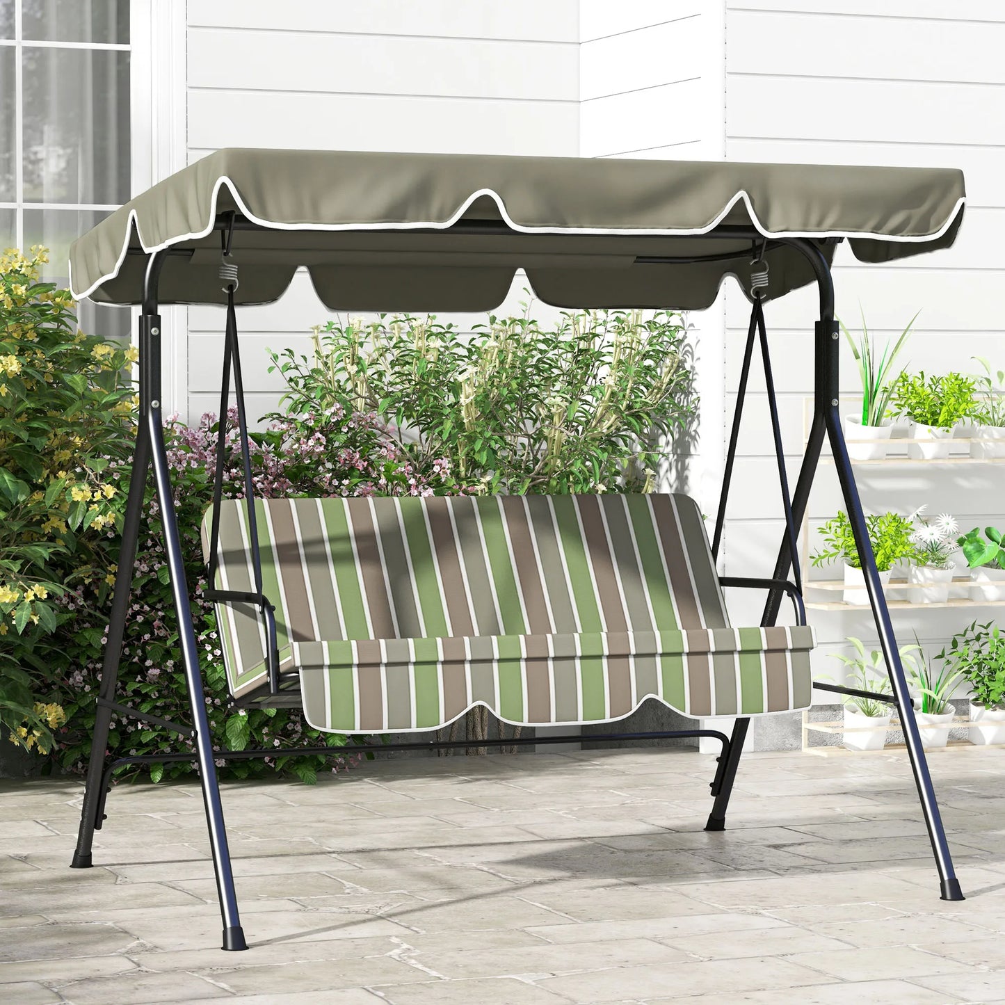 Outdoor Patio Swing W/ Canopy & Cushion
