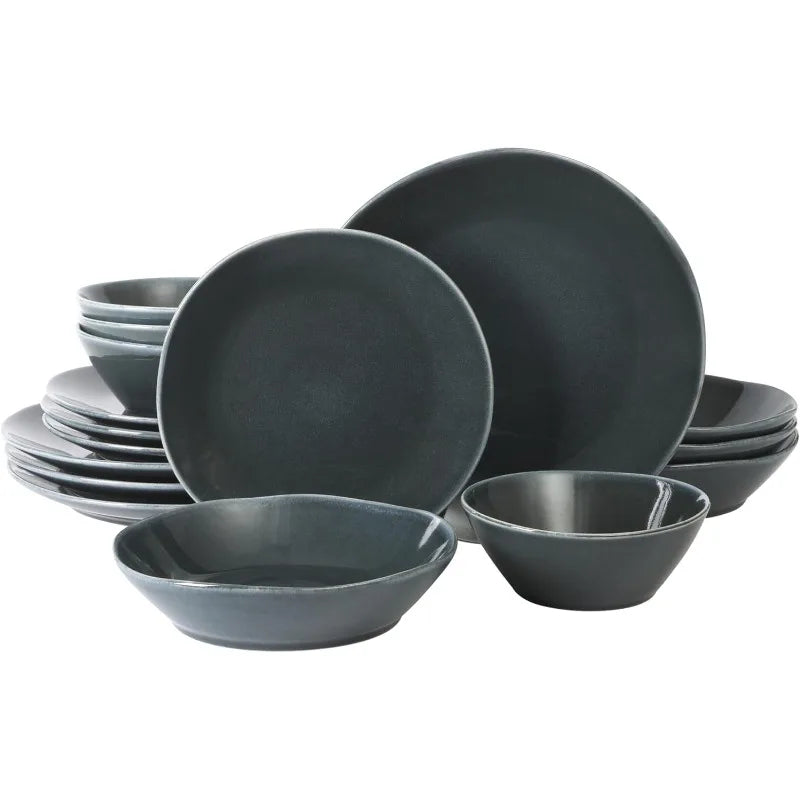 Santorini Mist Double Bowl Terracotta Reactive Glaze Dinnerware