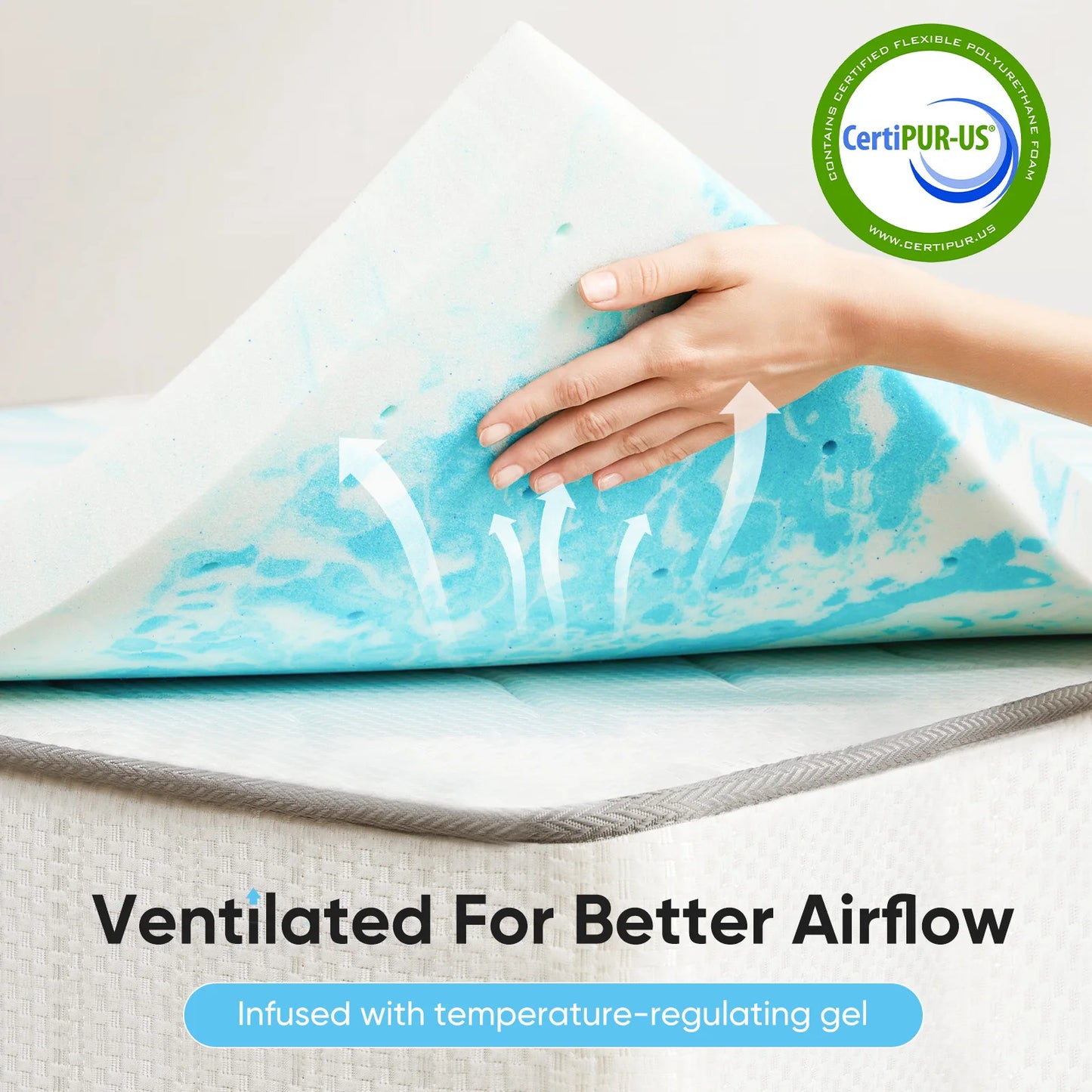 2-3 Inch Gel Memory Foam Mattress Topper Full Size Cooling Mattress