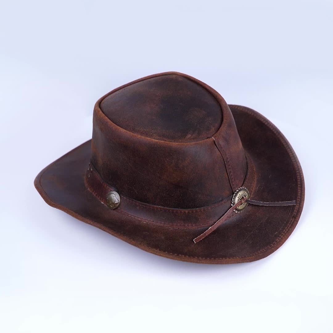 DREAM APPAREL Genuine Cowhide Leather Cowboy Hat