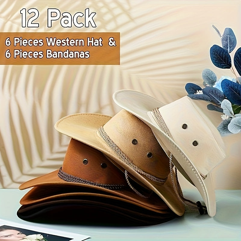Party Packs, 12pcs Cowboy Hats And Bandanas