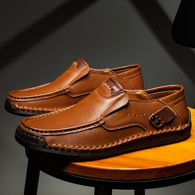 Men's Split Cow Faux Leather Upper Loafer Shoes Slip On