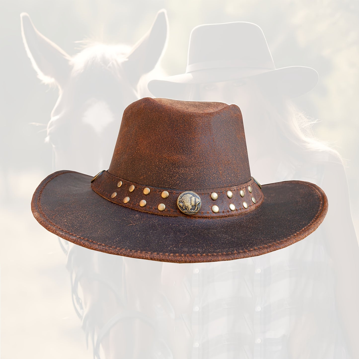 DREAM APPAREL Genuine Cowhide Leather Cowboy Hat