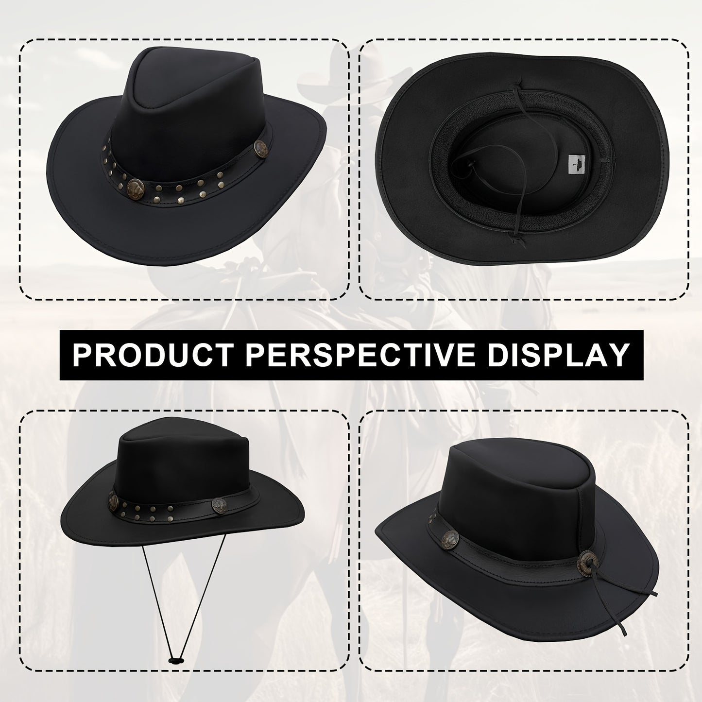 DREAM APPAREL Genuine Cowhide Leather Cowboy Hat