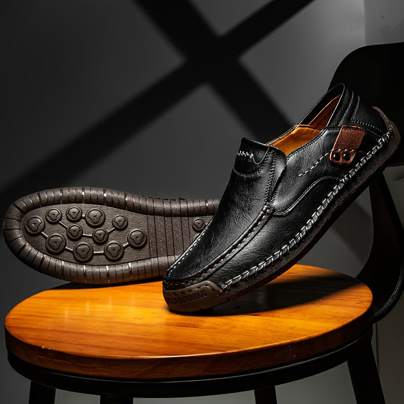 Men's Split Cow Faux Leather Upper Loafer Shoes Slip On