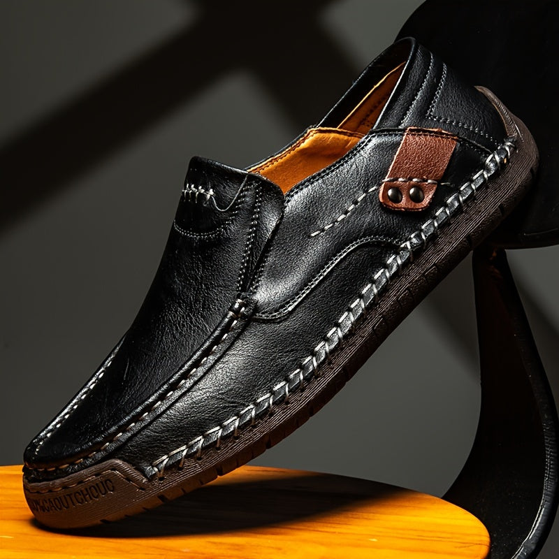 Men's Split Cow Faux Leather Upper Loafer Shoes Slip On