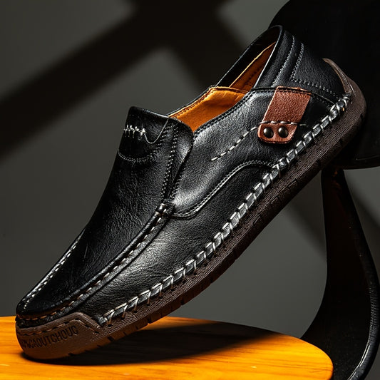 Men's Split Cow Faux Leather Upper Loafer Shoes Slip On