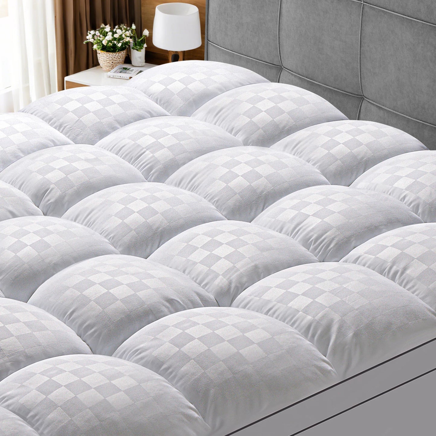 Extra Thick Mattress Cover, Multi-Fill Bedding Quilted Fitted Mattress Pad