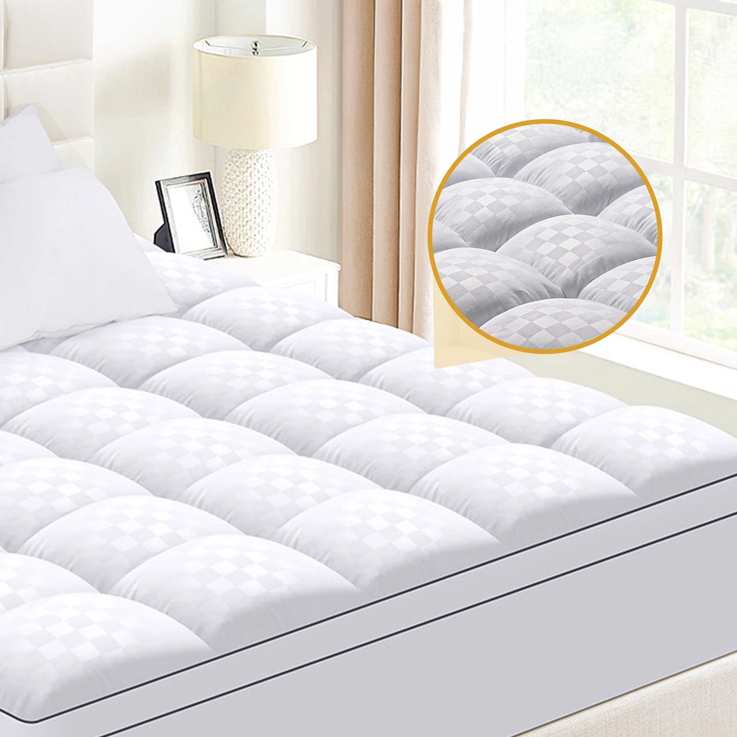 Extra Thick Mattress Cover, Multi-Fill Bedding Quilted Fitted Mattress Pad