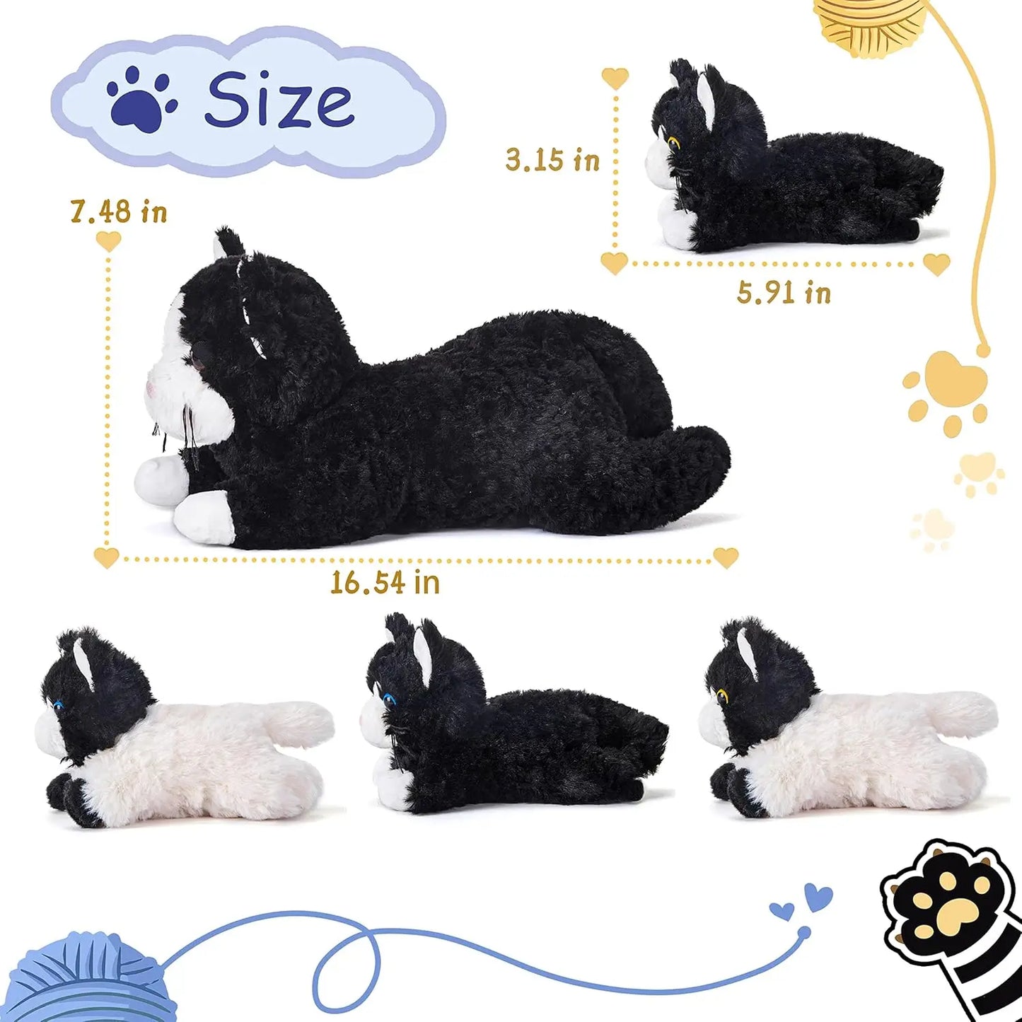 IKASA Mommy Cat Stuffed Animal Mom and Baby Plush Toy,Cute 16" Soft Cuddly Huggable Toys with Little Mini Babies Kitten