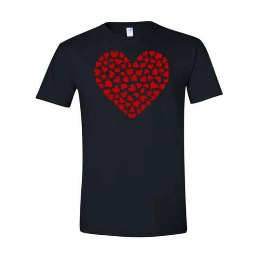 Unisex Valentine's Day Red Love Pixel Heart Graphic T-Shirt