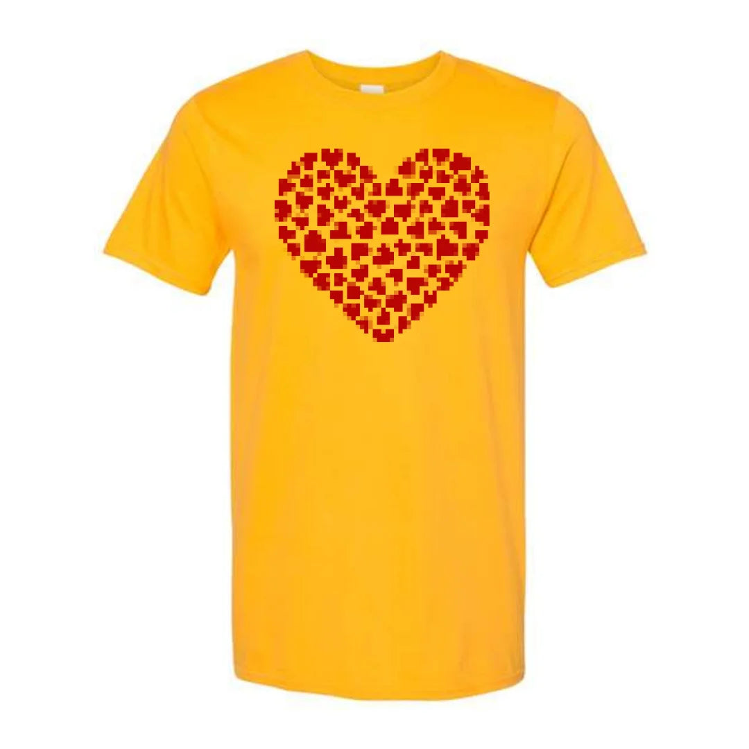 Unisex Valentine's Day Red Love Pixel Heart Graphic T-Shirt