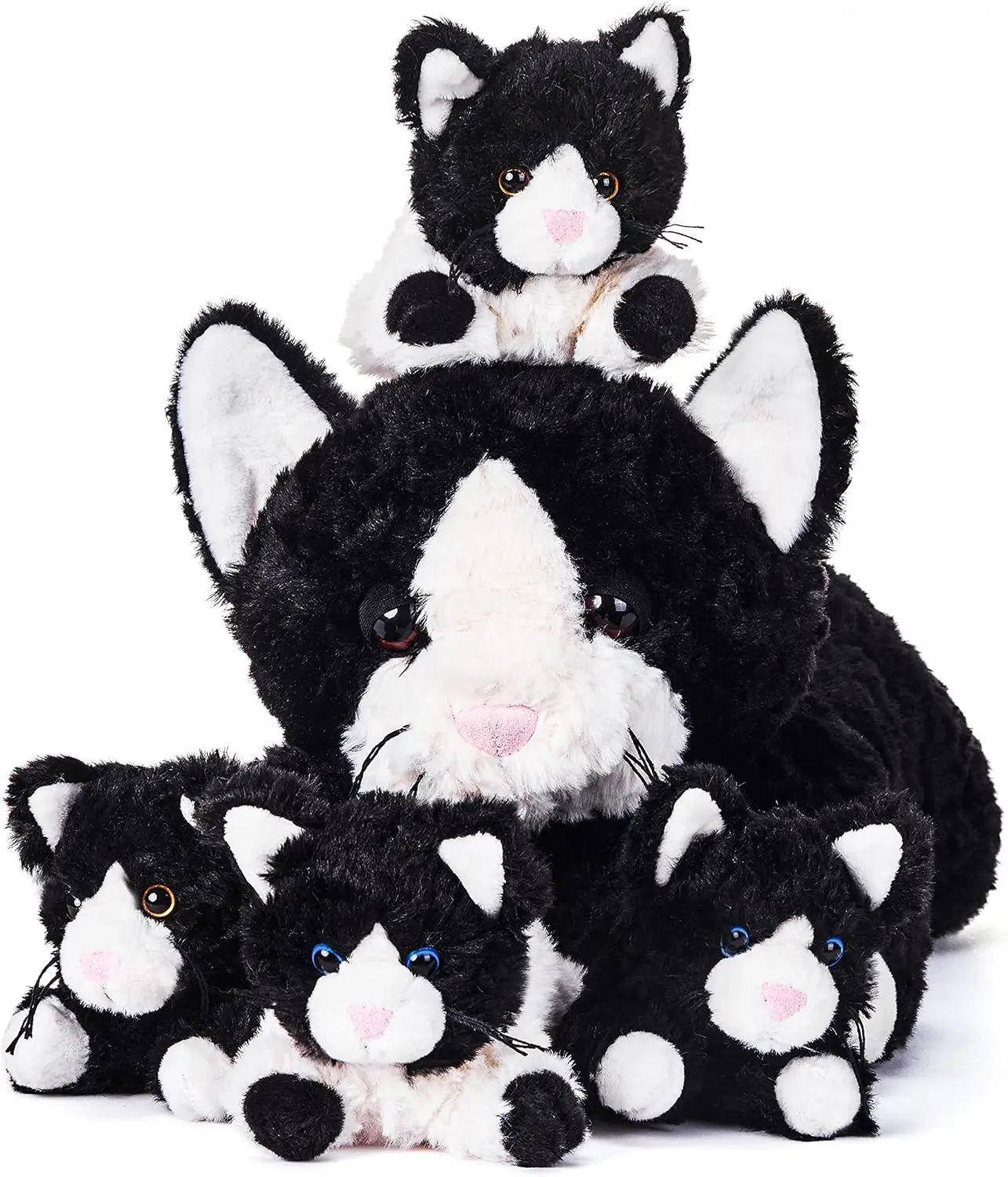 IKASA Mommy Cat Stuffed Animal Mom and Baby Plush Toy,Cute 16" Soft Cuddly Huggable Toys with Little Mini Babies Kitten