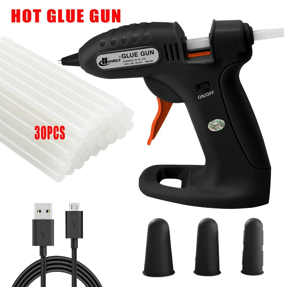 DC3.7V Cordless Hot Melt Glue Gun with 30 Mini Glue Sticks