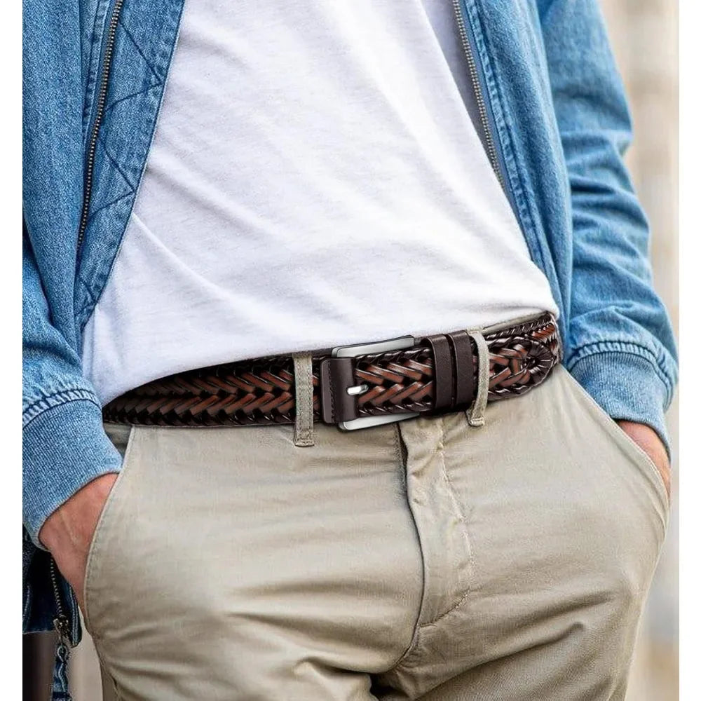 Leather Woven Braided Belts for Men