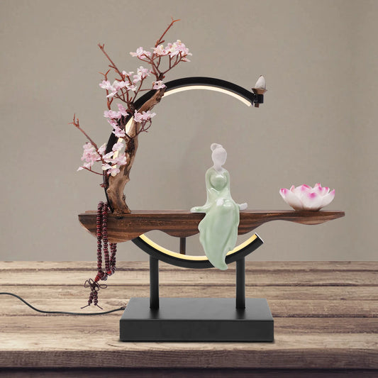Waterfall LED Backflow Smoke Flower Incense Burner Censer Holder Home Decor